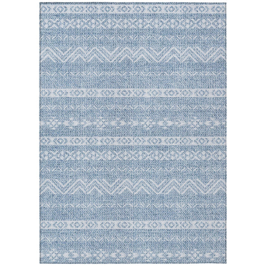 3' X 5' Blue And Denim Blue Southwestern Washable Indoor Outdoor Area Rug-1