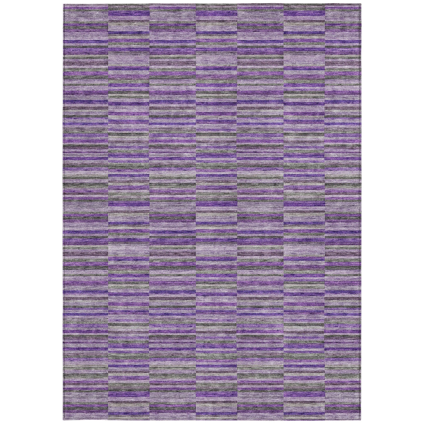 9' X 12' Purple And Lavender Striped Washable Indoor Outdoor Area Rug-6