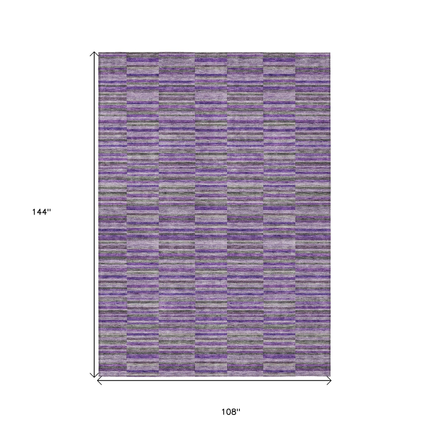9' X 12' Purple And Lavender Striped Washable Indoor Outdoor Area Rug-2