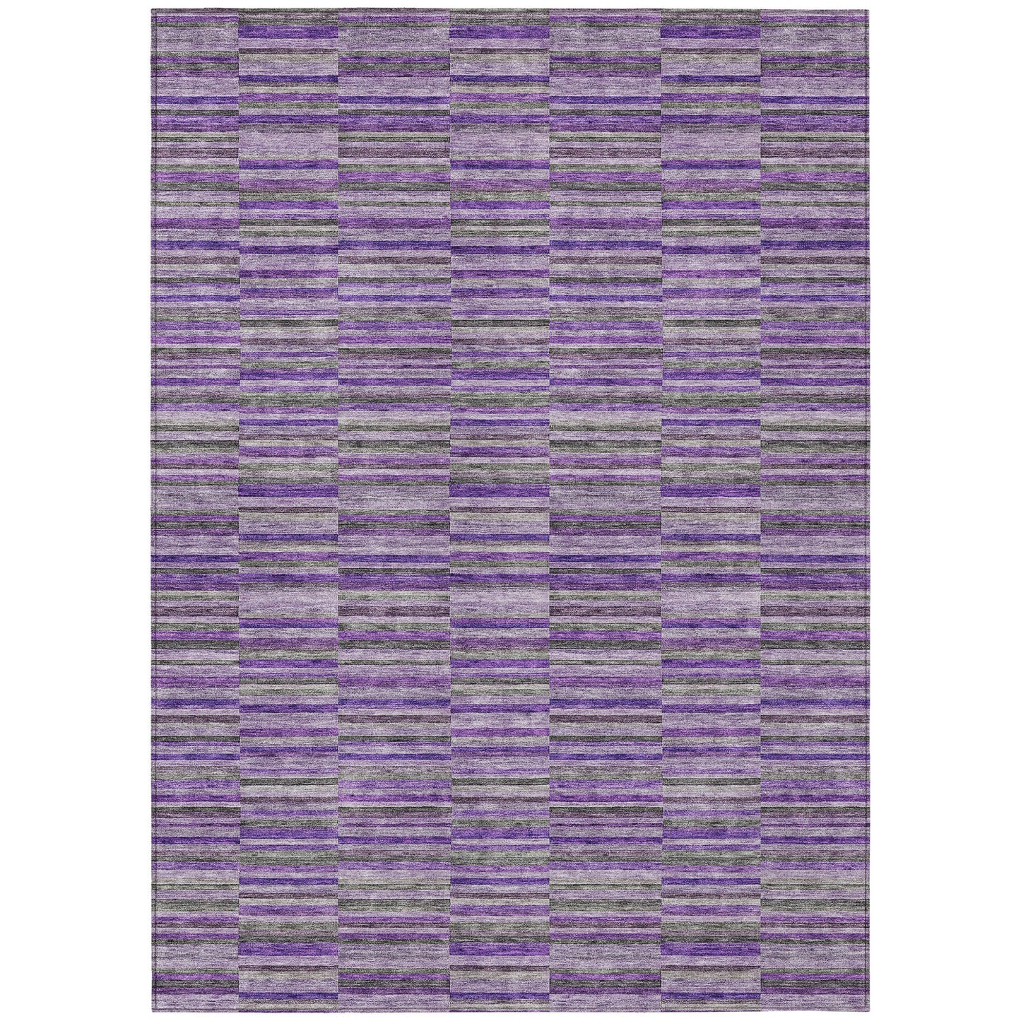 9' X 12' Purple And Lavender Striped Washable Indoor Outdoor Area Rug-1