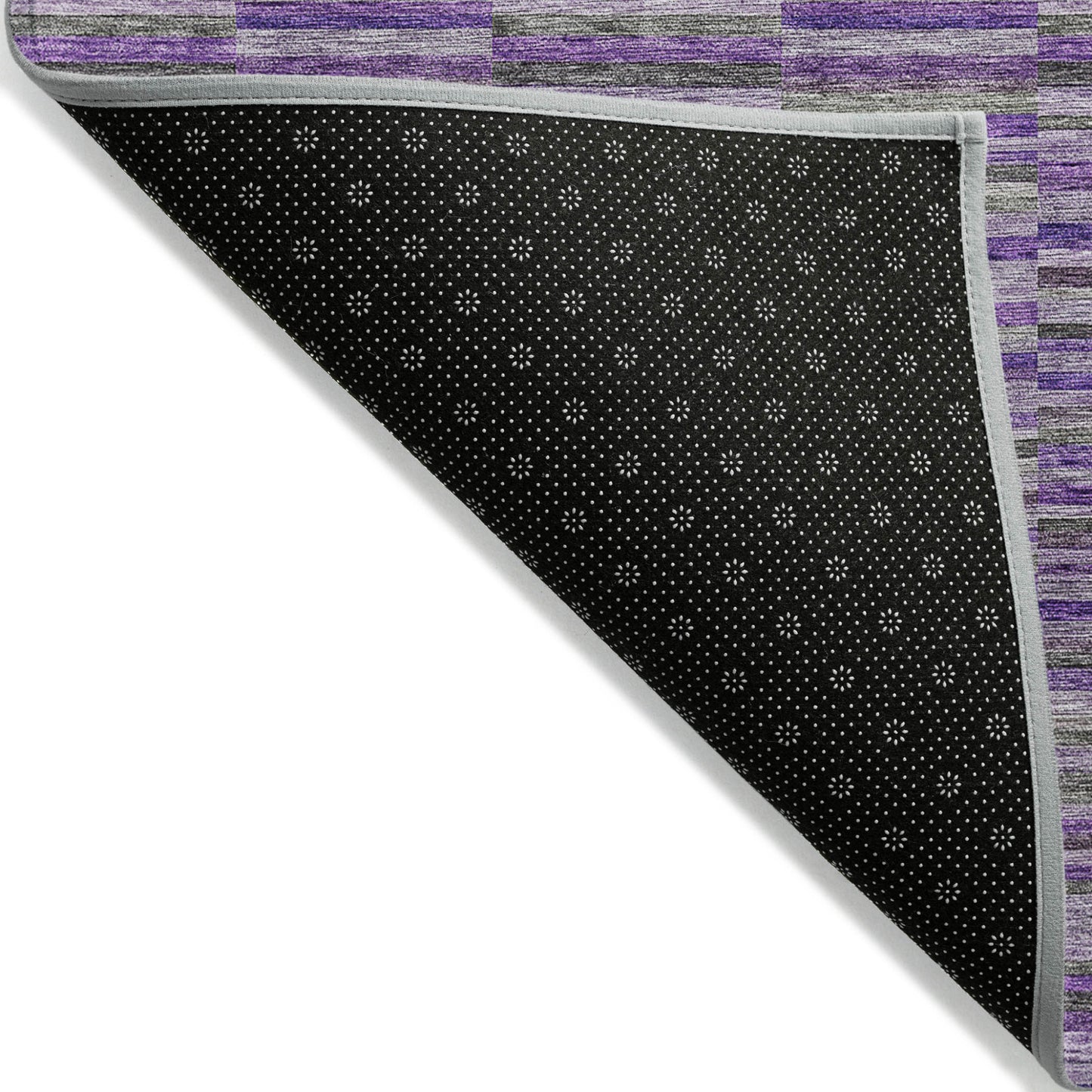 9' X 12' Purple And Lavender Striped Washable Indoor Outdoor Area Rug-3