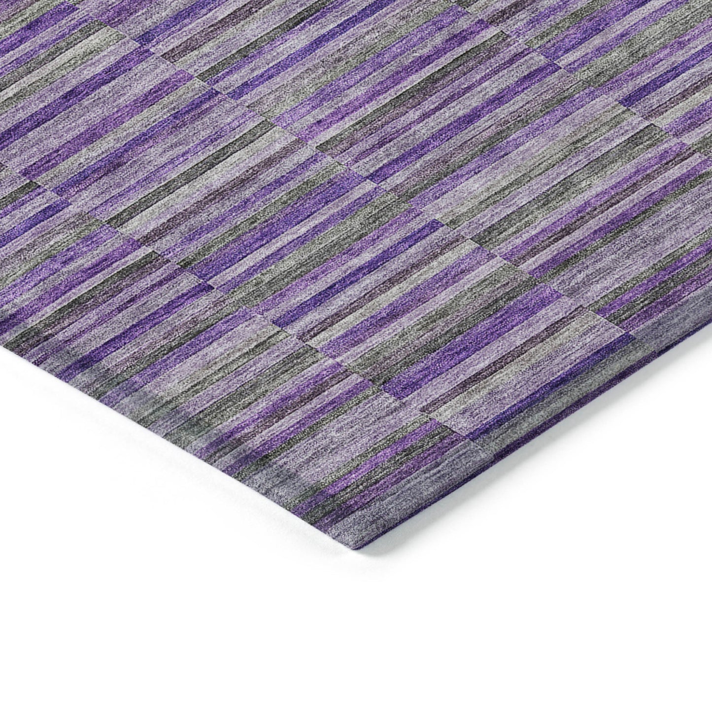 9' X 12' Purple And Lavender Striped Washable Indoor Outdoor Area Rug-4