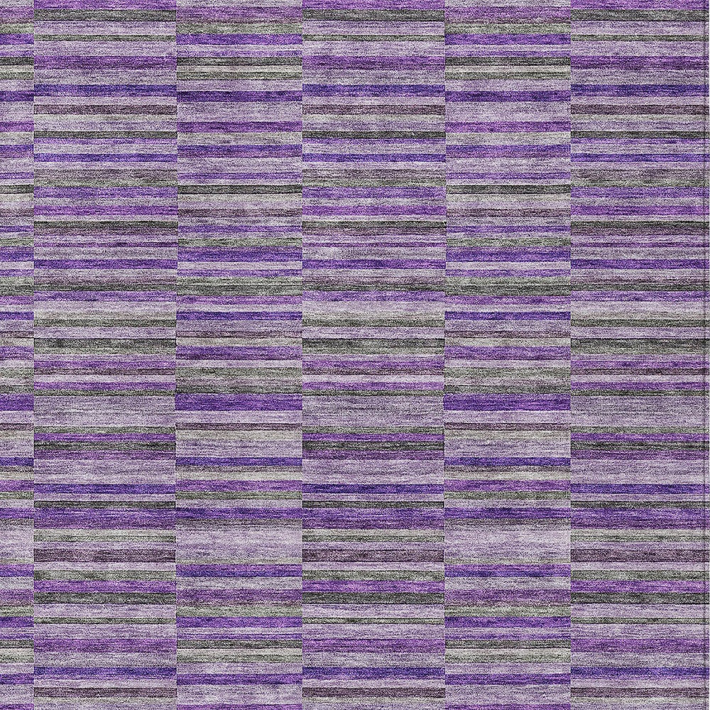 9' X 12' Purple And Lavender Striped Washable Indoor Outdoor Area Rug-5