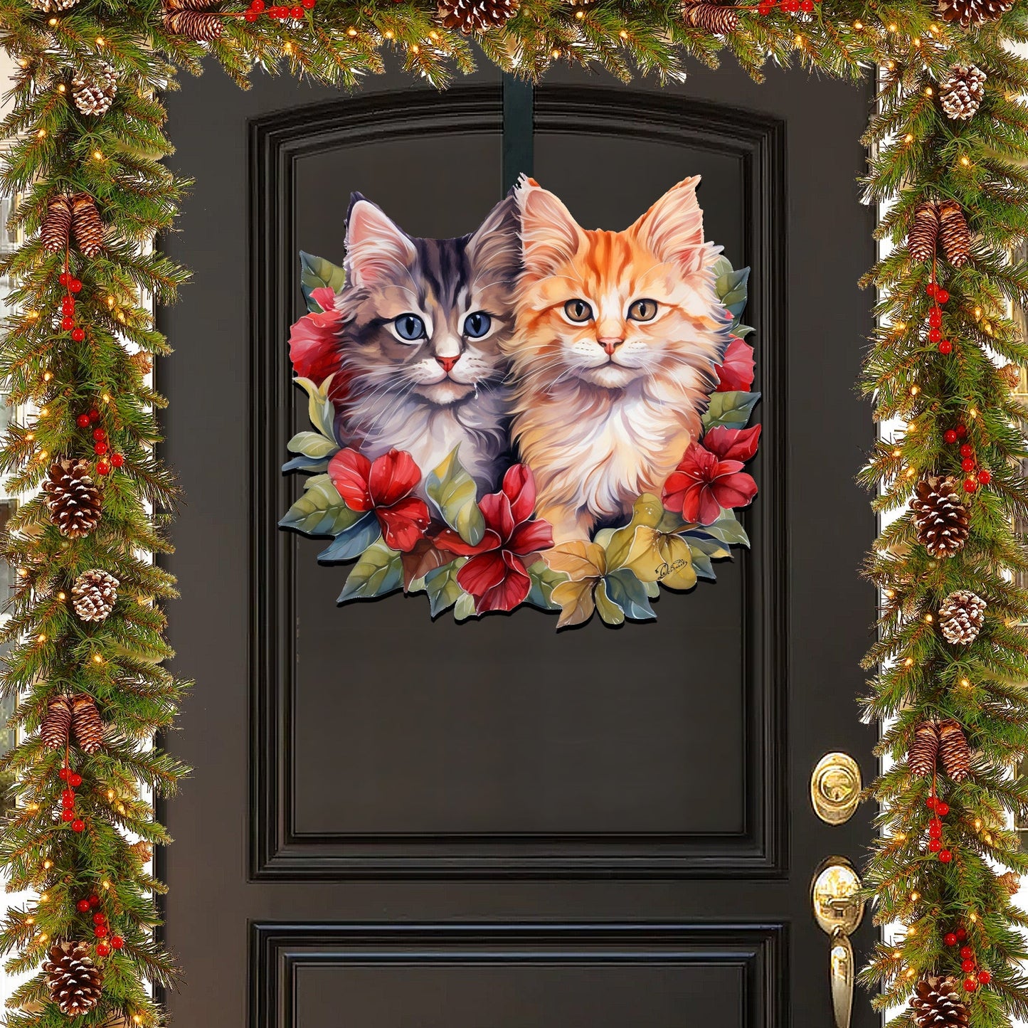 Cute Kittens Holiday Door Decor Wall Decor by G. Debrekht - Pets Decor - 8611091H-3