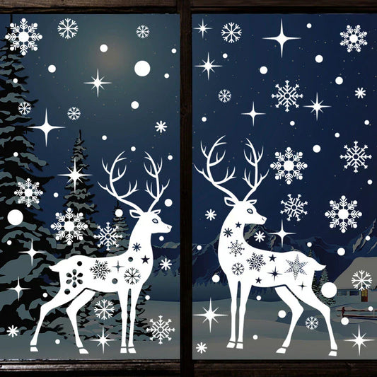 Merry Christmas Window Stickers - Elk Xmas Decorations-1
