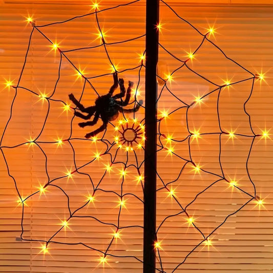 Spiderweb Glow: Warm LED Decor-1