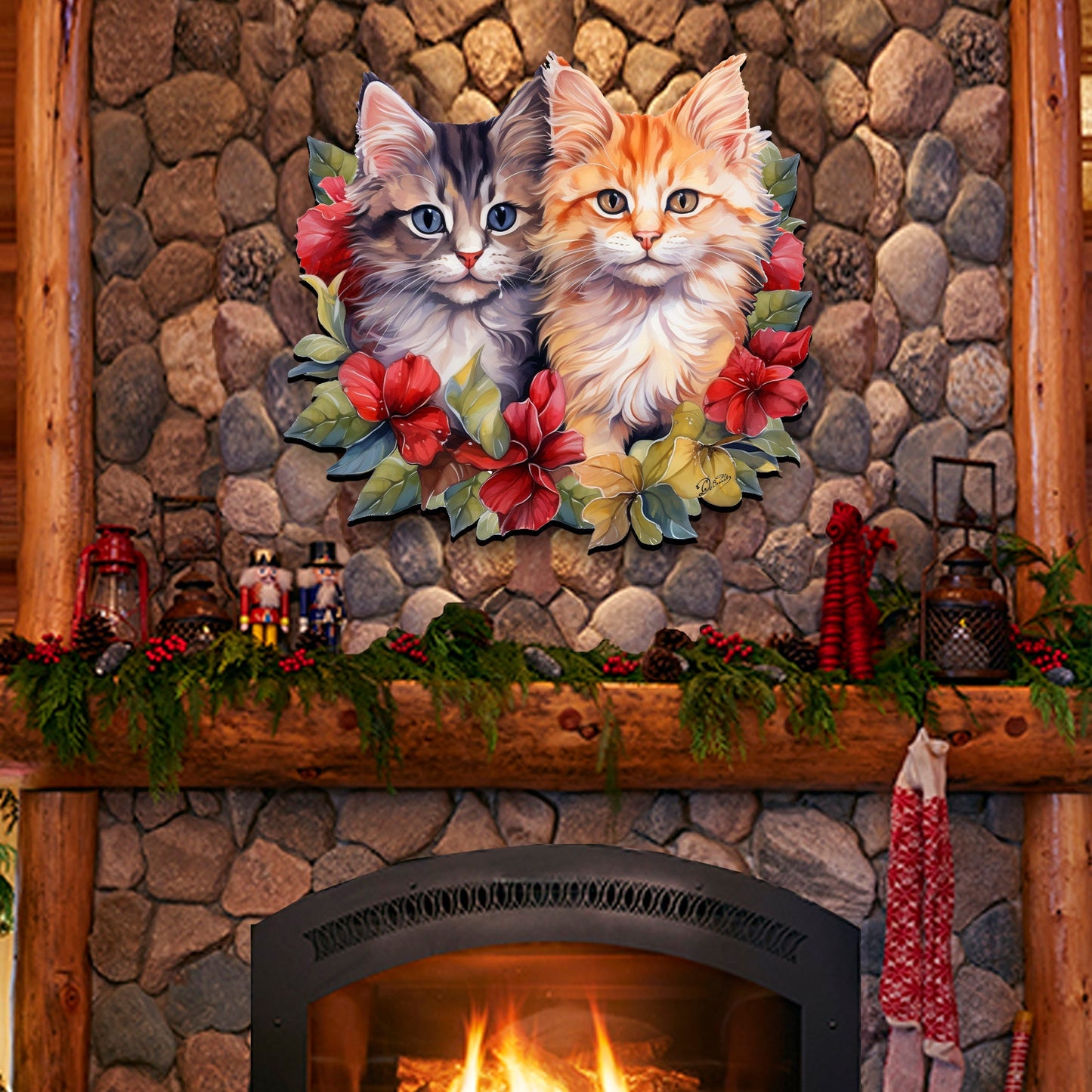 Cute Kittens Holiday Door Decor Wall Decor by G. Debrekht - Pets Decor - 8611091H-2