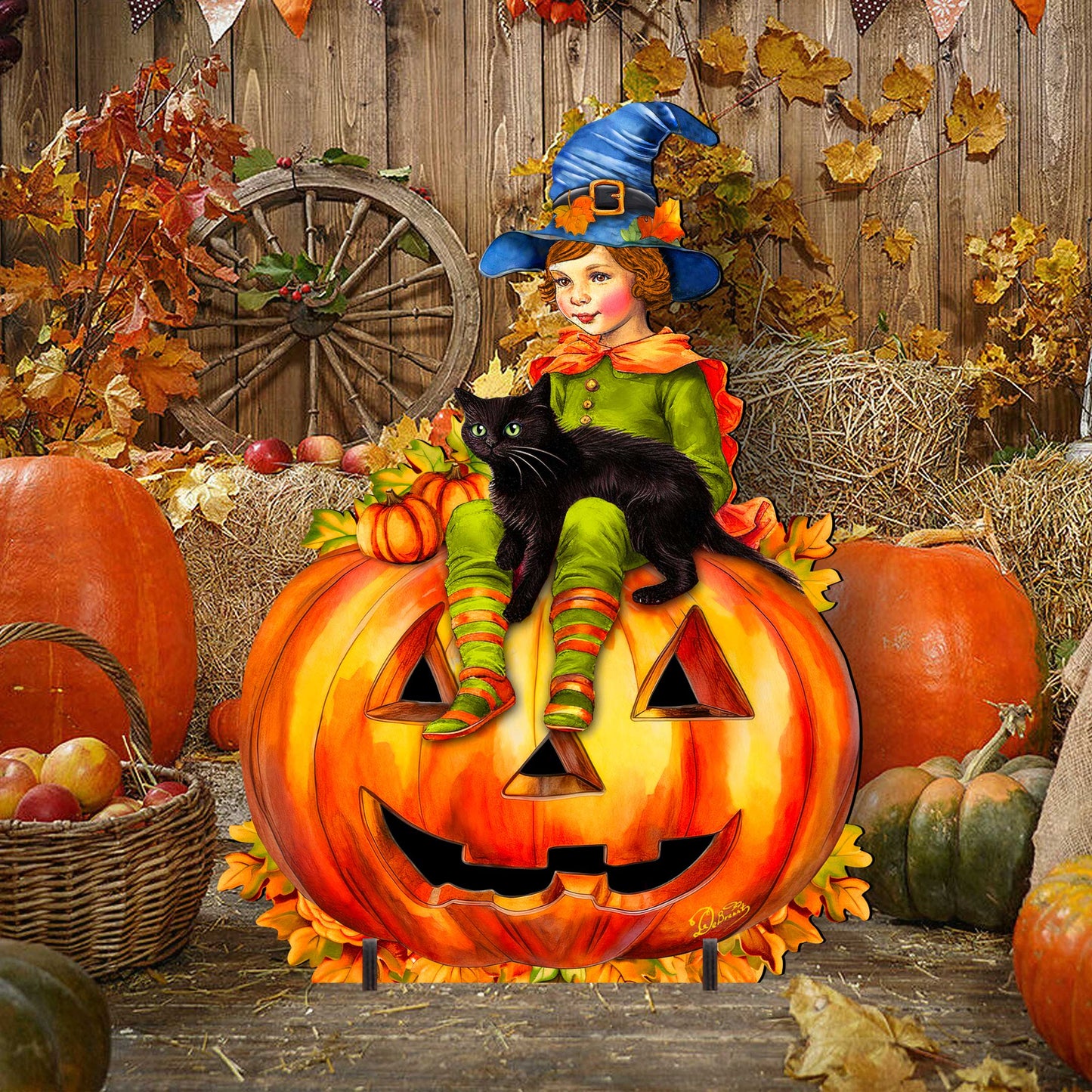 Boy on Pumpkin Freestanding Decor - Halloween Yard Decor by G. Debrekht - Halloween Decor- 8652795F-0
