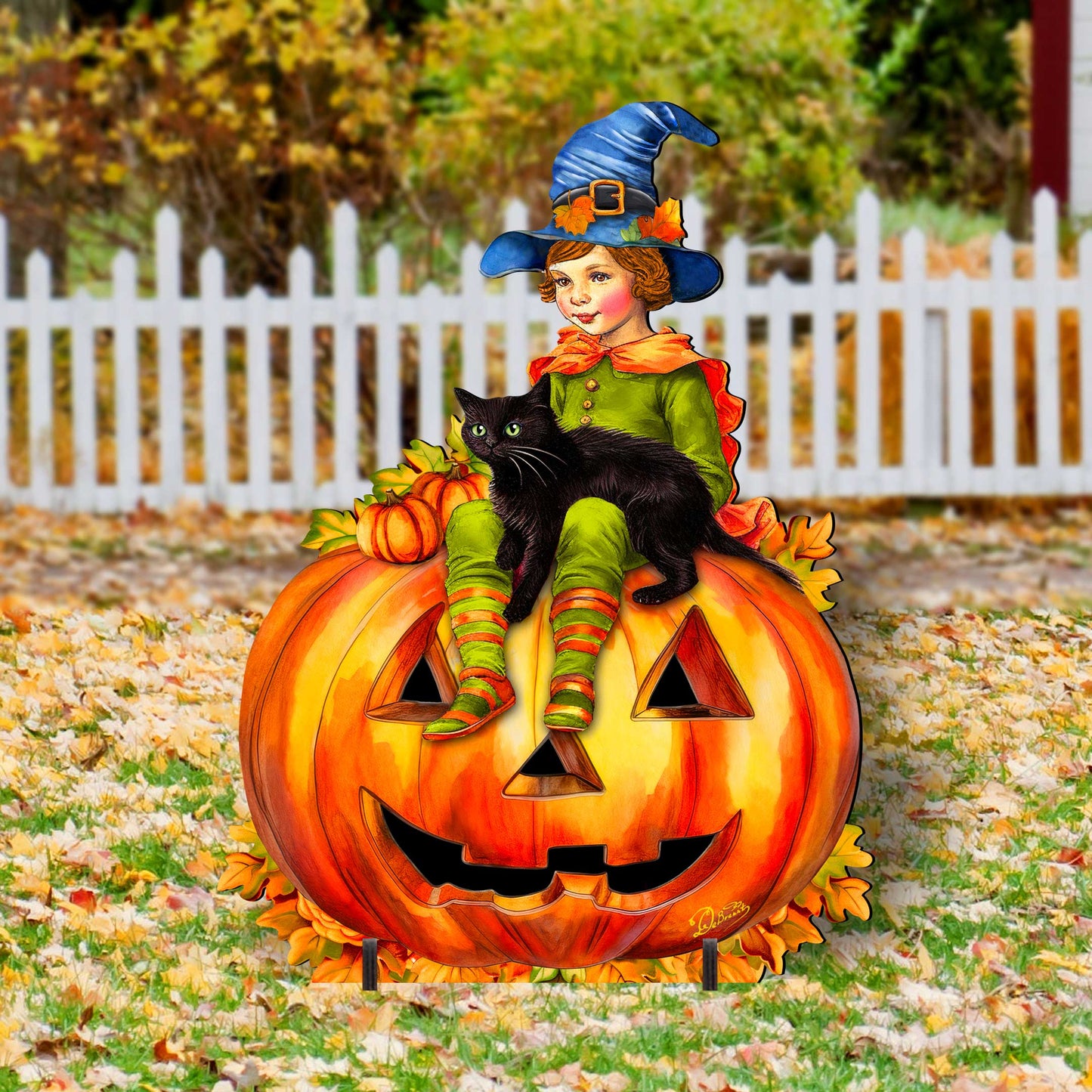 Boy on Pumpkin Freestanding Decor - Halloween Yard Decor by G. Debrekht - Halloween Decor- 8652795F-3