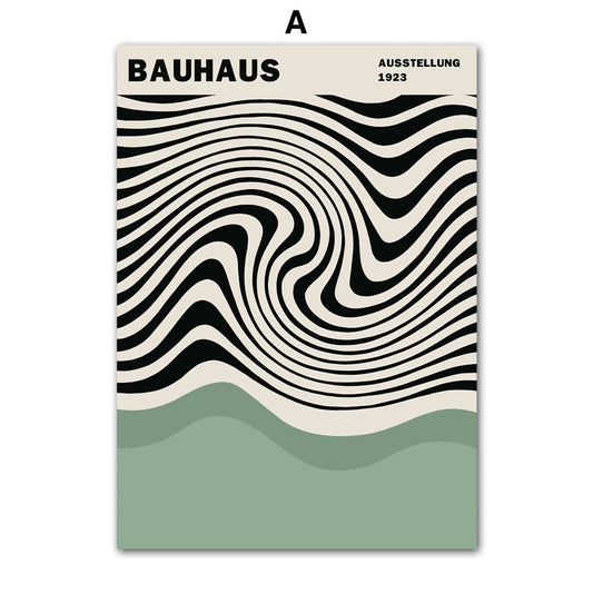 Poster Bauhaus Wandkunst Vintage Grün I Wandbilder Wohnzimmer & Schlafzimmer I Deko Print Bilder I ohne Rahmen-1