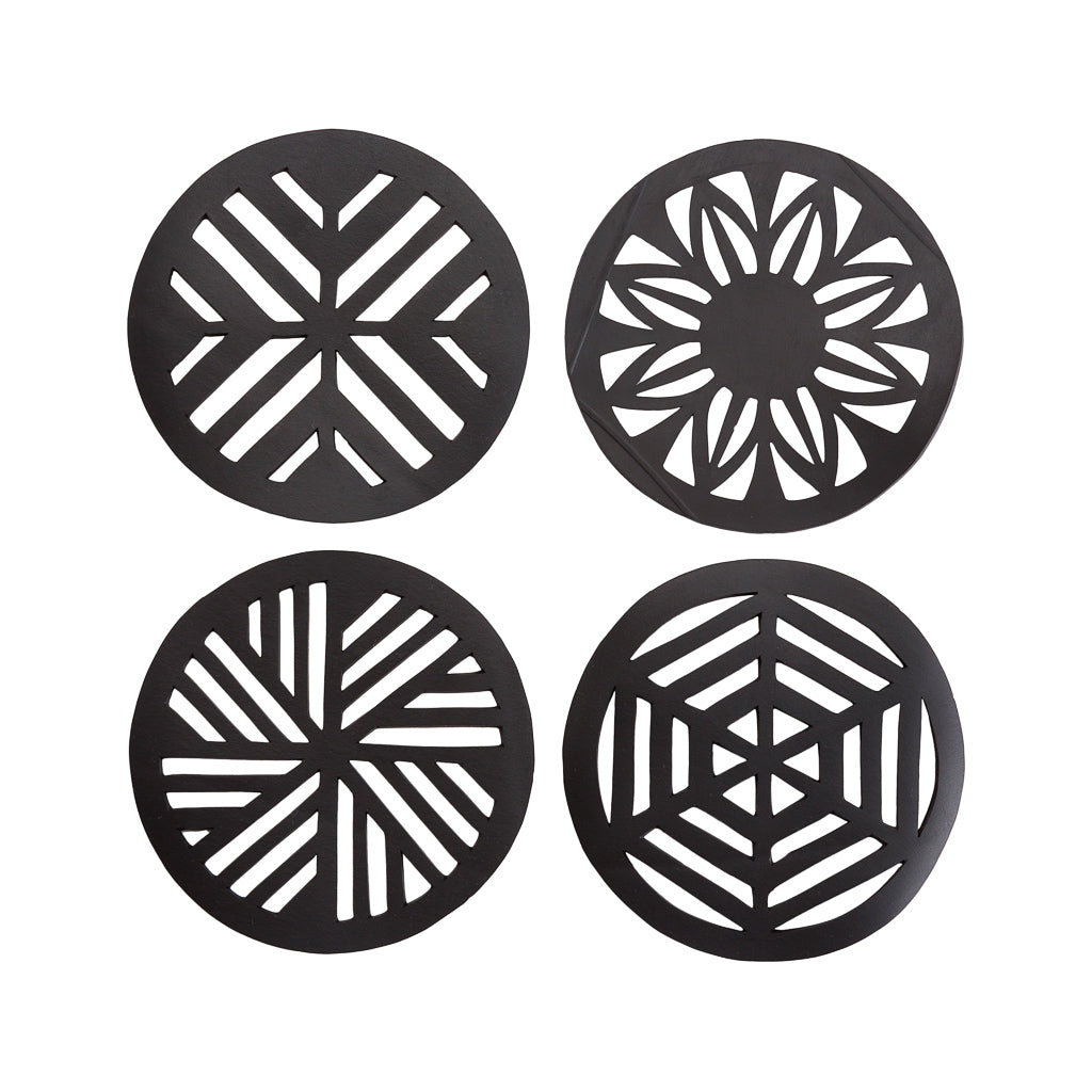 Geometric Handcrafted Recycled Rubber Coasters - Set of 2 or 4-0