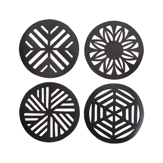 Geometric Handcrafted Recycled Rubber Coasters - Set of 2 or 4-0