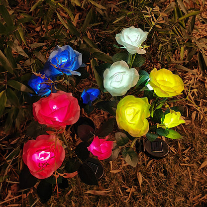 Resin Craft Lotus Tulips Flower LED Solar Light Waterproof Outdoor Garden Lawn Lamps Yard Art for Home Courtyard Decoration