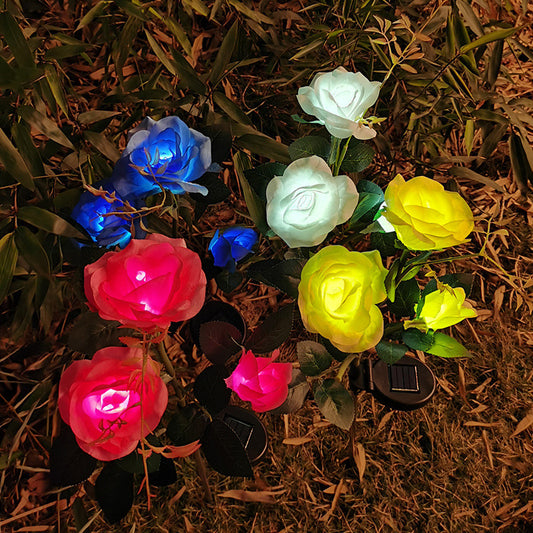 Resin Craft Lotus Tulips Flower LED Solar Light Waterproof Outdoor Garden Lawn Lamps Yard Art for Home Courtyard Decoration
