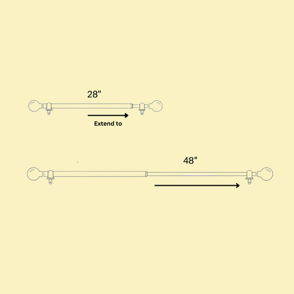 Black Double Curtain Pole Set with Wooden Bud Finials - Extendable, Telescopic, Rustproof - 71-122cm, 122-224cm, 213-366cm-3