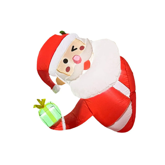 3.5Ft Christmas Inflatable Santa Claus Leaning Out from Window-0