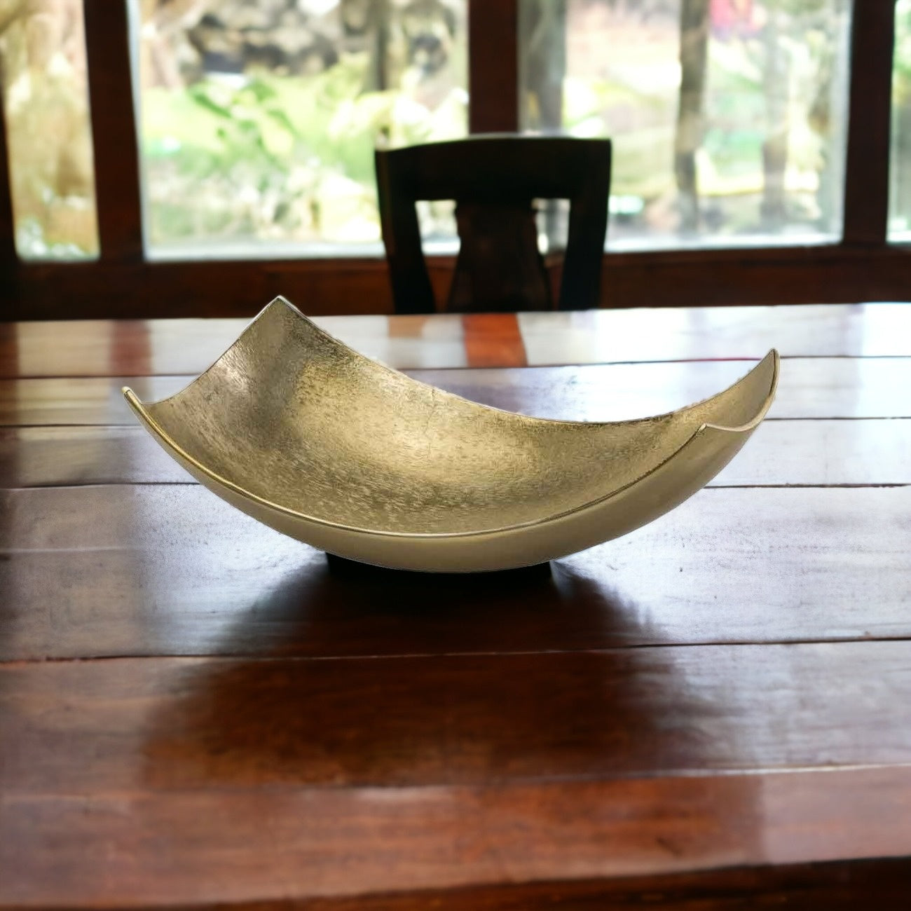 17" Gold Aluminum Scoop Decorative Bowl-3