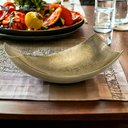 17" Gold Aluminum Scoop Decorative Bowl-4