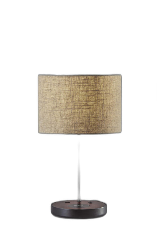 Matte Black Metal Wood Wireless Charging Table Lamp-0
