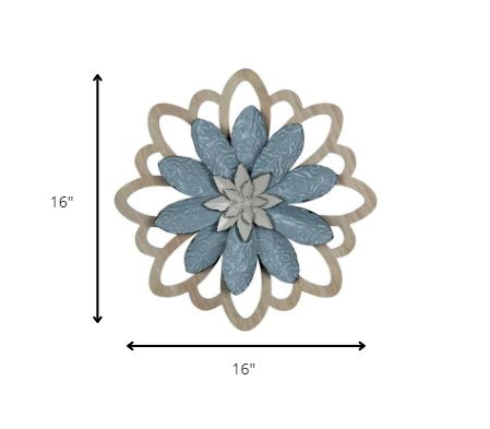 Blue Embossed Floral Wall Decor-6