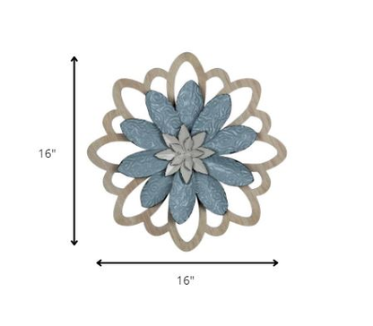 Blue Embossed Floral Wall Decor-6