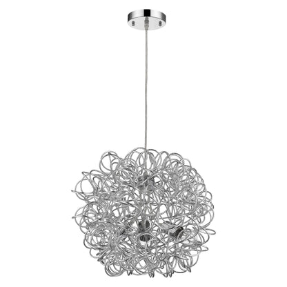 Mingle 3-Light Polished Chrome Pendant With Faceted Chrome Aluminum Wire Shade-0