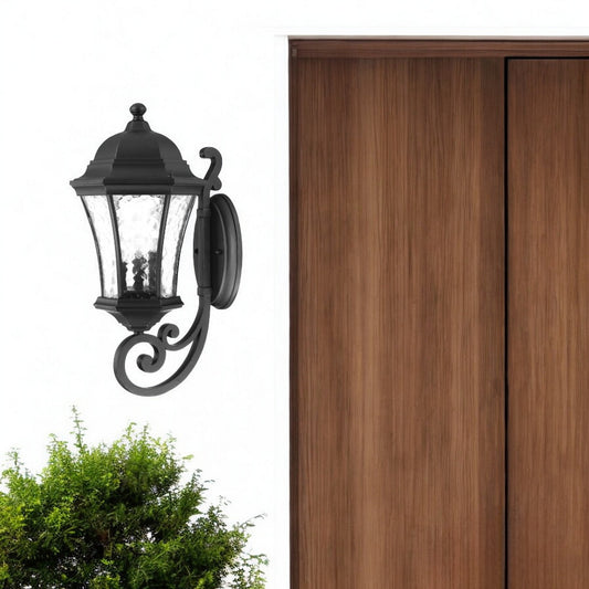 XL Matte Black Tapered Lantern Wall Light-0