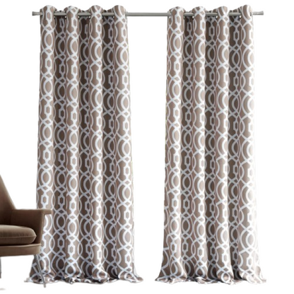 84" Taupe Trellis Black Out Window Curtain Panel-5