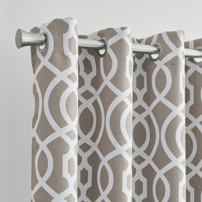 84" Taupe Trellis Black Out Window Curtain Panel-2