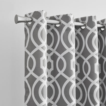 84" Gray Trellis Black Out Window Curtain Panel-4
