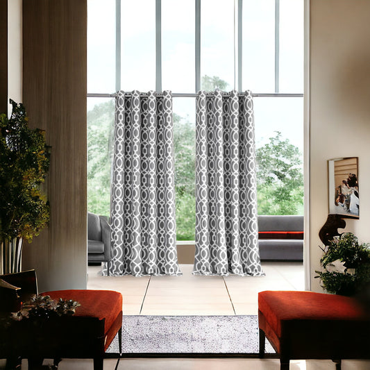 84" Gray Trellis Black Out Window Curtain Panel-0