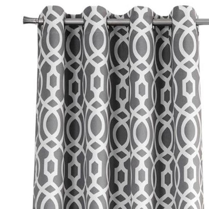 84" Gray Trellis Black Out Window Curtain Panel-3