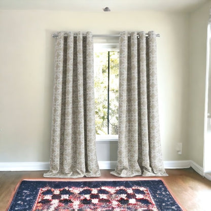 84” Sand Interlock Pattern Window Curtain Panel-0