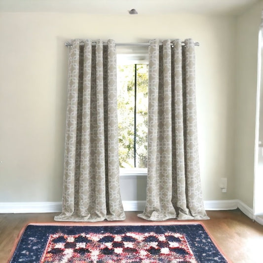 84” Sand Interlock Pattern Window Curtain Panel-0