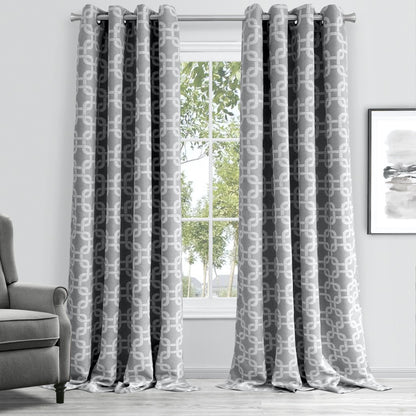 84” Silver Interlock Pattern Window Curtain Panel-3