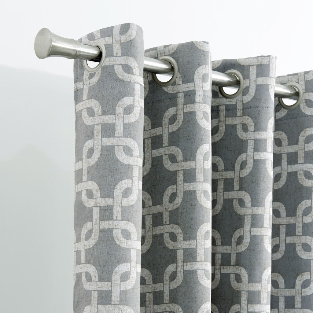 84” Silver Interlock Pattern Window Curtain Panel-7