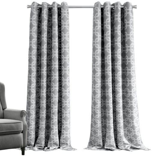 84” Silver Interlock Pattern Window Curtain Panel-1