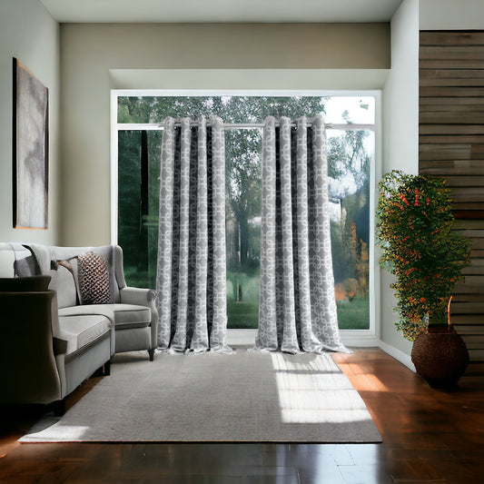 84” Silver Interlock Pattern Window Curtain Panel-0