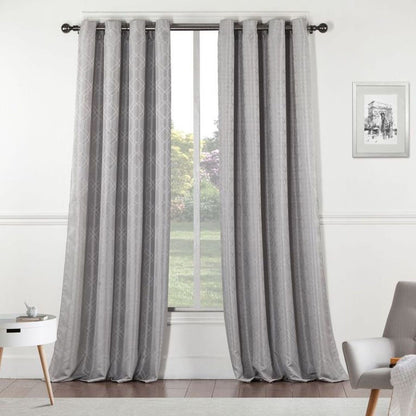 84" Silver Linework Textured Window Curtain Panel-8