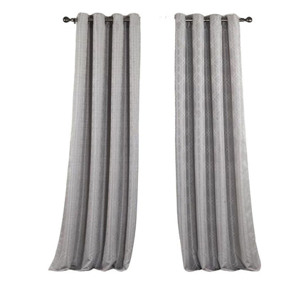 84" Silver Linework Textured Window Curtain Panel-3