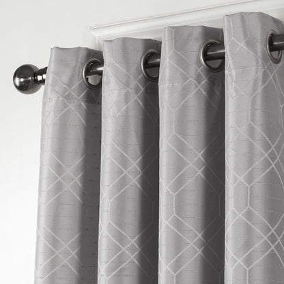 84" Silver Linework Textured Window Curtain Panel-4
