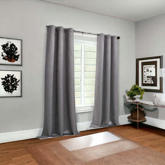 Set of Two 84"  Silver Metallic Textured Window Panels-0