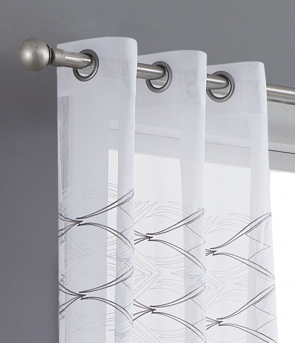 Set of Two 84"  White Wave Embroidered Window Panels-1