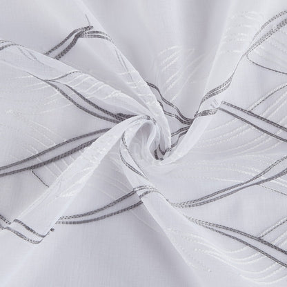 Set of Two 84"  White Wave Embroidered Window Panels-3