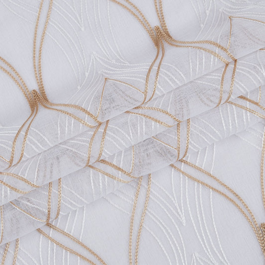 Set of Two 84"  Gold Wave Embroidered Window Panels-0
