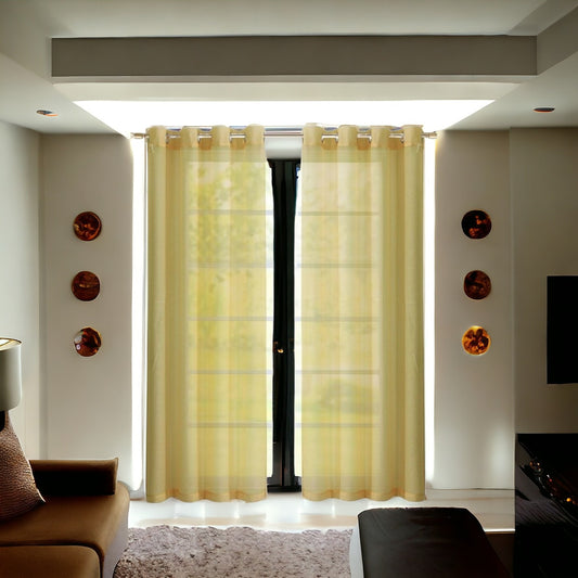 Set of Two 84"  Gold Solid Modern Window Panels-0