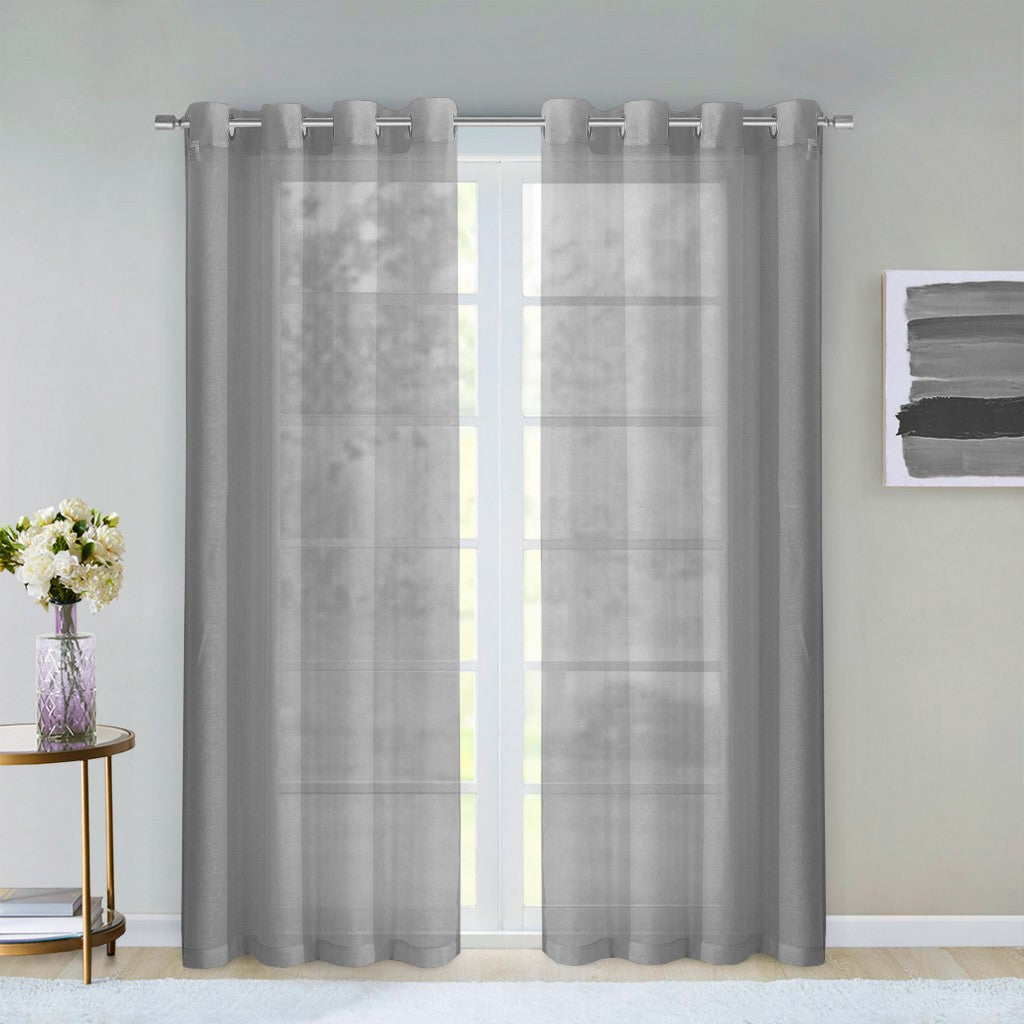 Set of Two 84"  Silver Solid Modern Window Panels-5