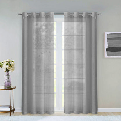 Set of Two 84"  Silver Solid Modern Window Panels-5