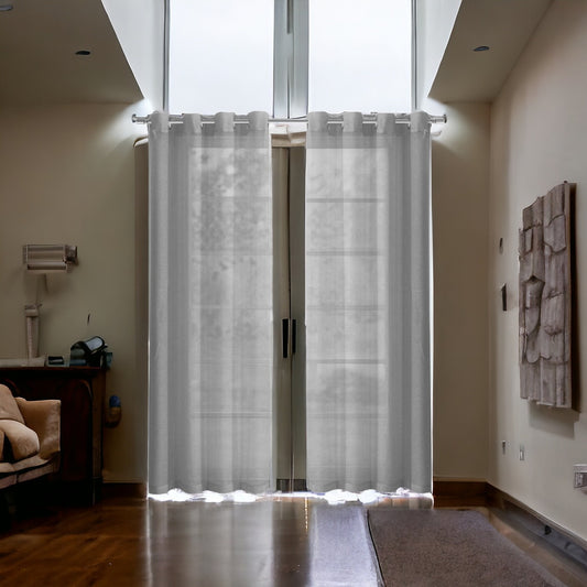 Set of Two 84"  Silver Solid Modern Window Panels-0