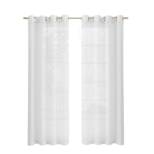 Set of Two 84"  White Solid Modern Window Panels-0